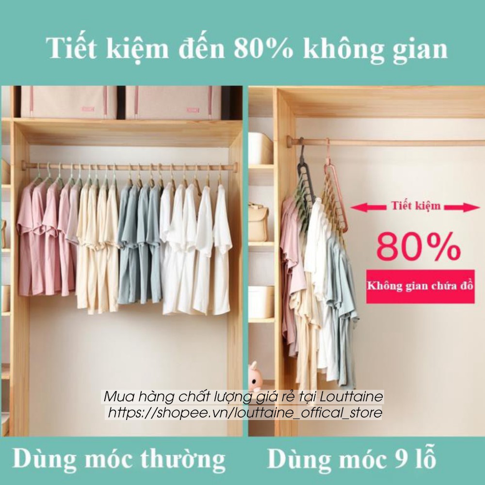 Móc treo quần áo thông minh tiết kiệm diện tích tủ đứng thanh nhựa 9 lỗ mắc phơi đa năng tiện lợi