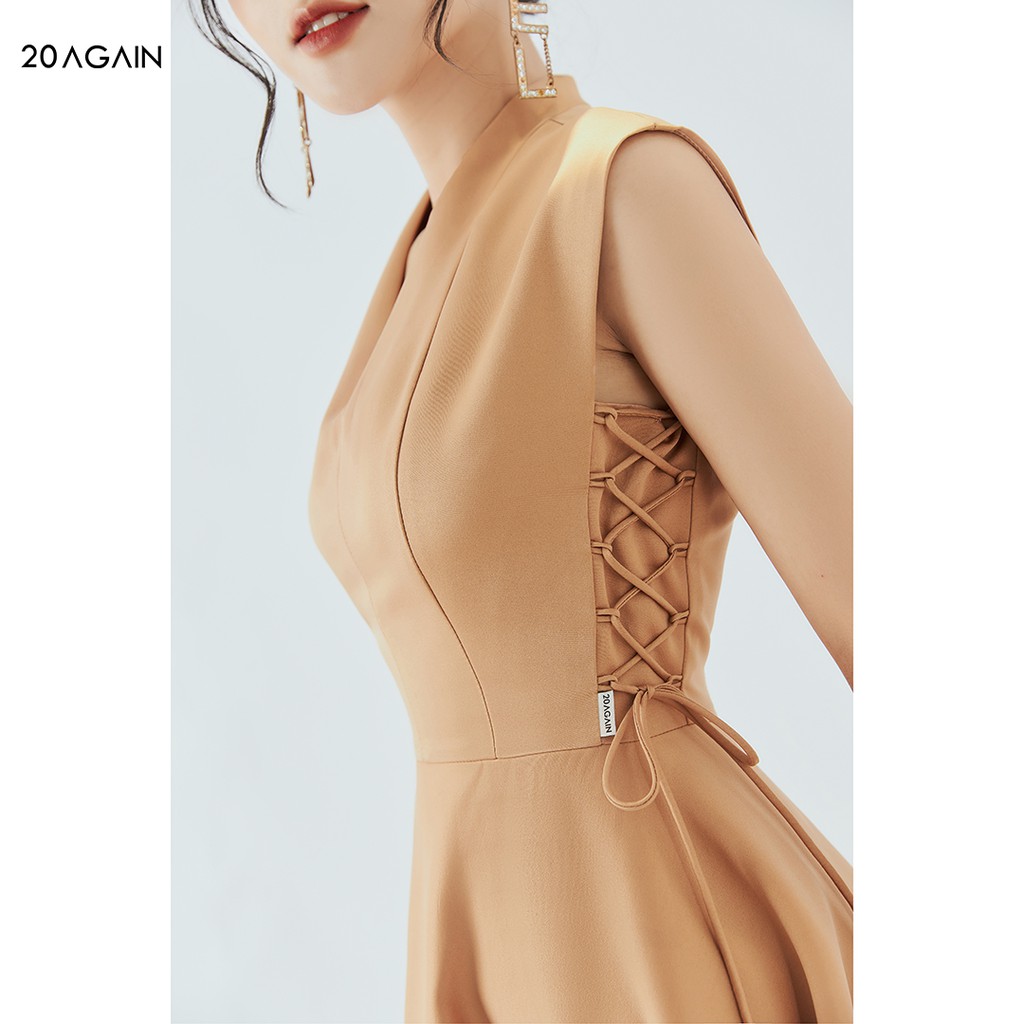 Váy xòe cổ V 20AGAIN, thiết kế đan dây sườn, tôn dáng DEA1541 | BigBuy360 - bigbuy360.vn