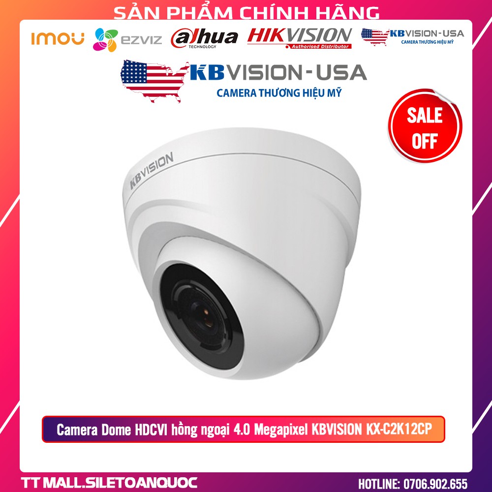 Camera Dome HDCVI hồng ngoại 4.0 Megapixel KBVISION KX-C2K12CP