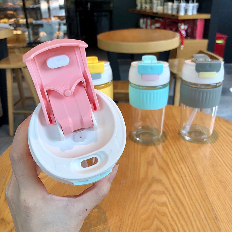 Bình thủy tinh uống trà sữa có ống hút xịn xò 380ml và 500ml