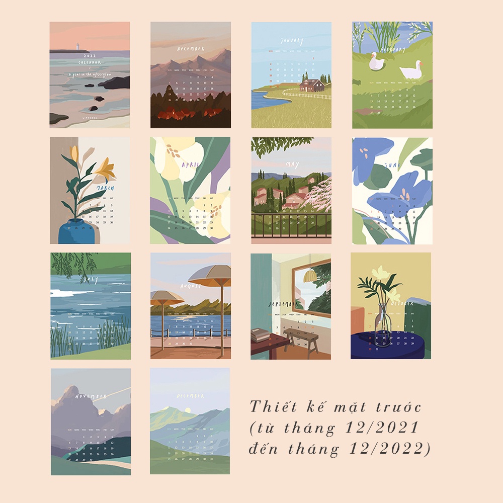 Lịch để bàn 2022 - Korean Calendar &quot;Sunset Afterglow&quot;