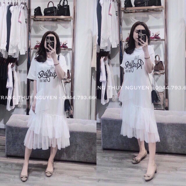 [Nhập FSS31OCT giảm 10%] Váy / đầm bèo ren công chúa 3 tầng dáng thụng chất thun mềm mịn