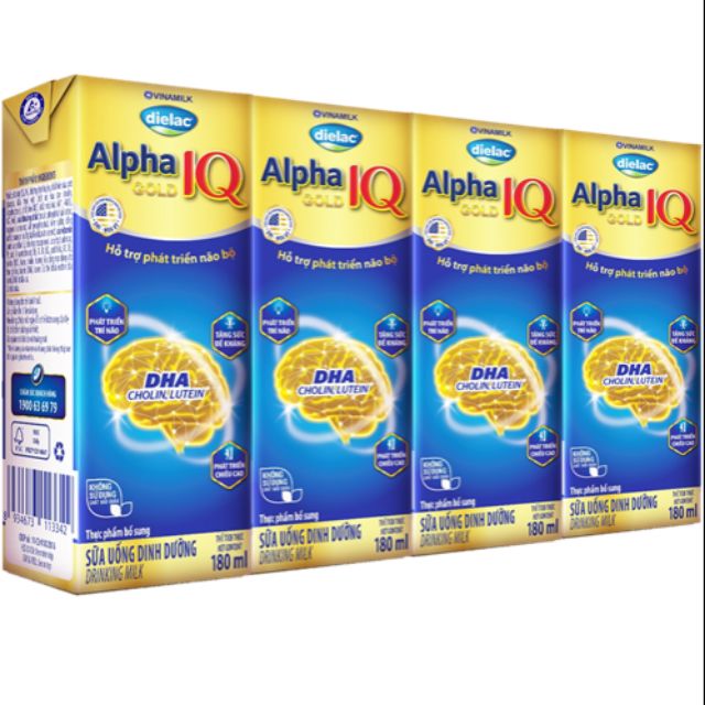 Combo 6 lóc Sữa bột pha sẵn Dielac Alpha Gold IQ - Lốc 4 hộp x 180ml