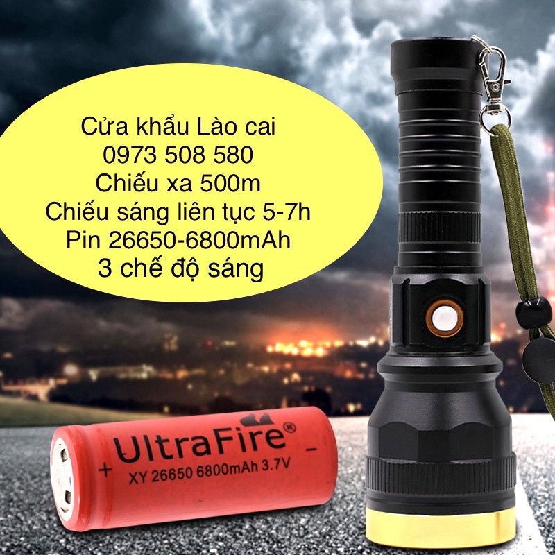 Đèn pin siêu sáng Led P70 A18- 1 pin 26650-6800mAh-3,7(Toàn bộ thân Vỏ hợp kim siêu cứng- chip Led P70 Siêu sáng)