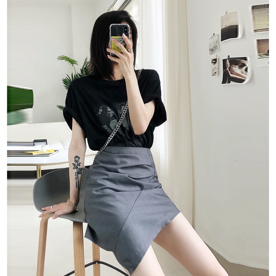 Chân Váy Vạt Chéo Nhún Cạp Cao Cấp Trơn Màu Vạt Tua Rua Trẻ Trung Phong Cách Thời Trang Sugal CV NU 010V2