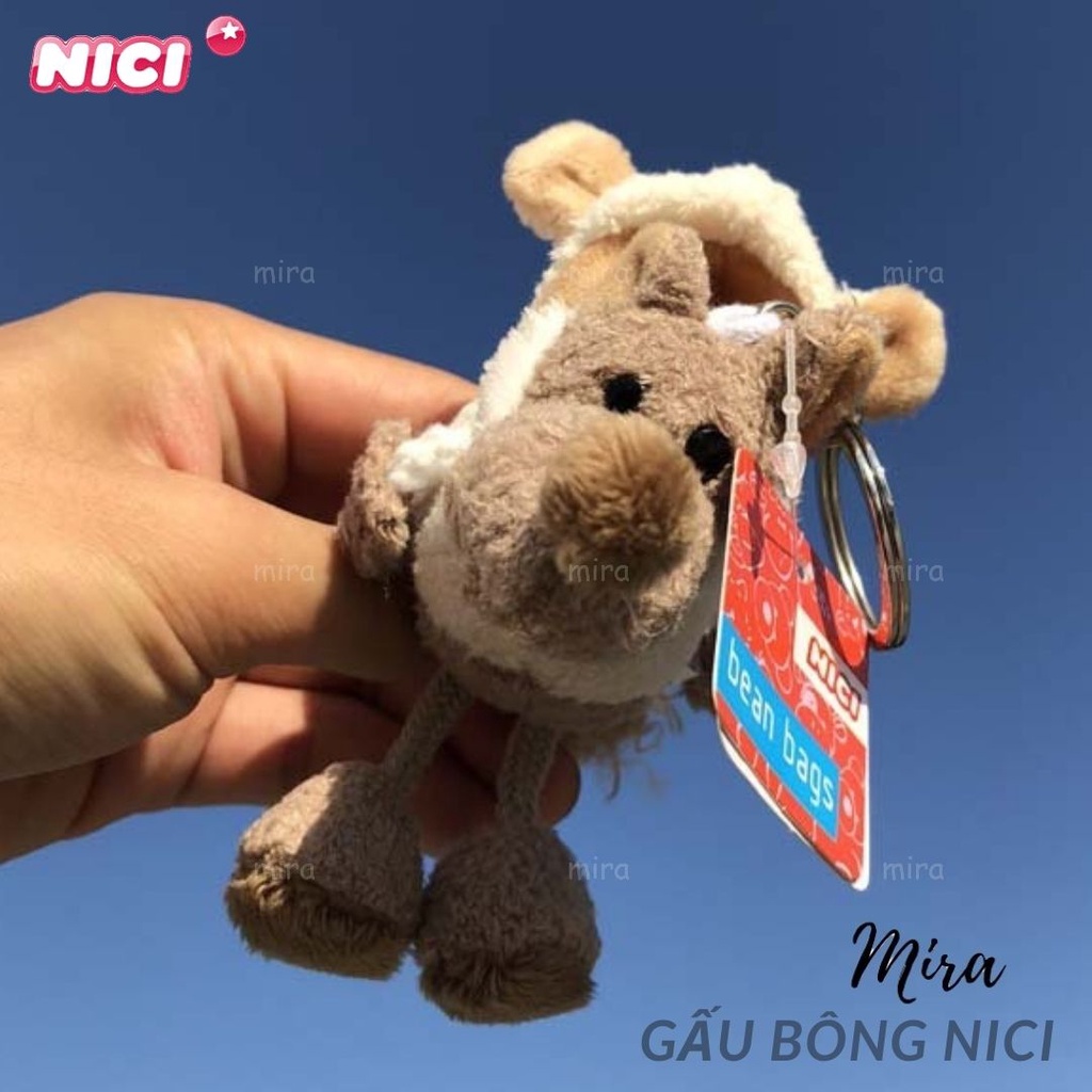 Móc Khóa Gấu Bông Mini - Hình CON SÓI Đeo Cặp, Treo Balo Thương hiệu NICI Quà Sinh Nhật Cho Nữ 10cm MIRA-GB28004