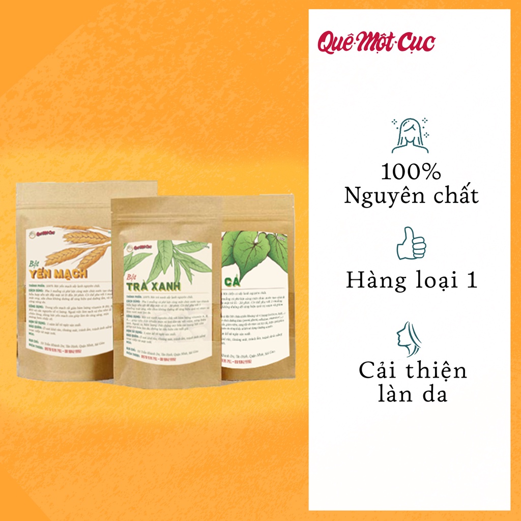 mask 10 loại nguyên chất: bột trà xanh; bột đậu đỏ; bột yến mạch 100G - HANDMADE BY QUÊ MỘT CỤC