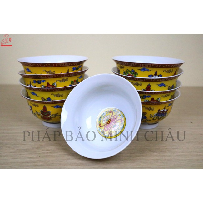 [PHÁP BẢO MINH CHÂU - NHẬP KHẨU] BÁT GỐM SỨ ĐÀI LOAN 11.5CM (ĐỎ - VÀNG) / 1 CHIẾC