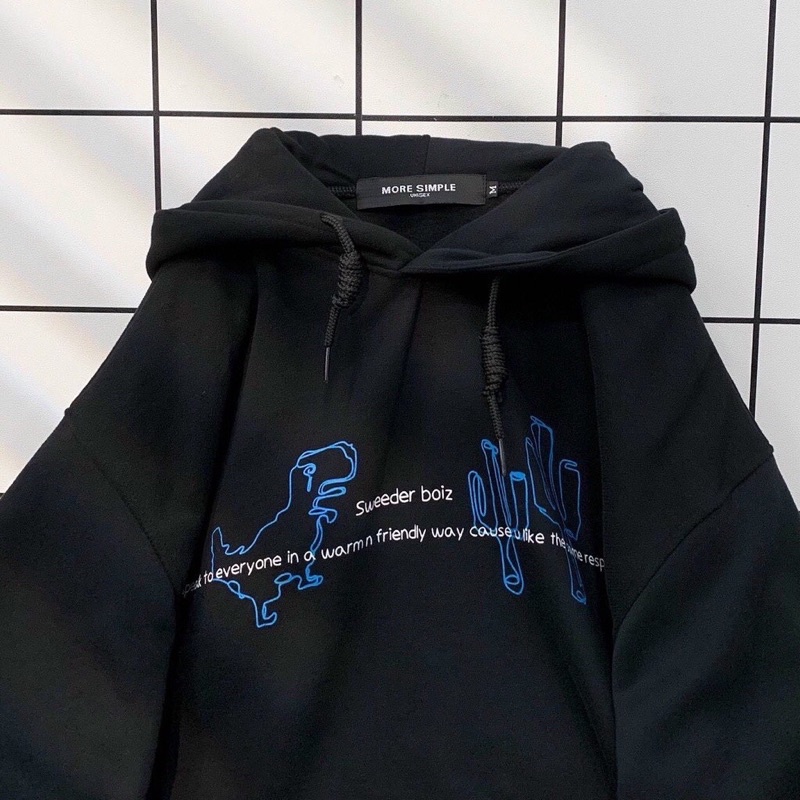 Áo Hoodie Sad.boiz Khủng Long Xương Rồng Hot Trend Và Khoác Kaki Phối Thân SWD Unisex Dáng Rộng Siêu Hot 2022
