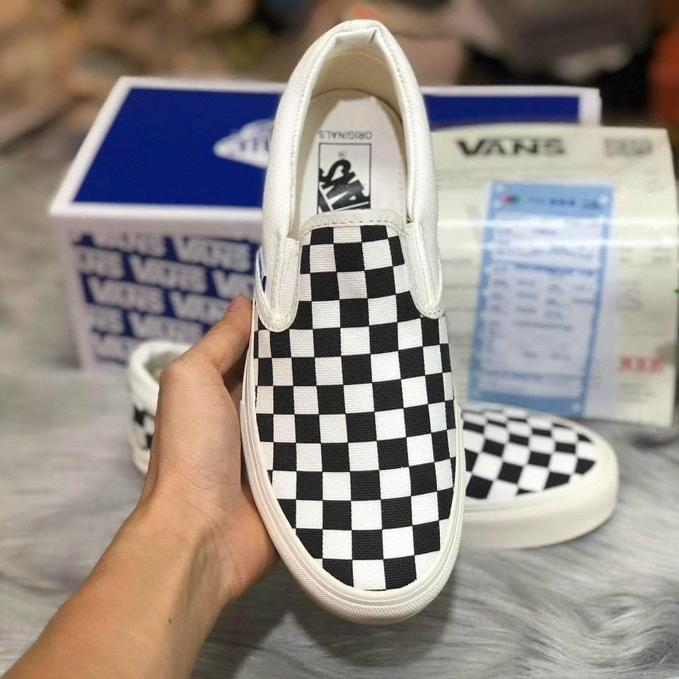 Giày Vans Caro Slip On Giầy Lười Nam Nữ Giá Rẻ Vans Đen Trắng Vải Cao Cấp Full Bill Box | BigBuy360 - bigbuy360.vn