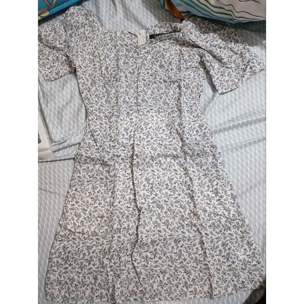 Đầm GaGo linen hoa bì xanh biển