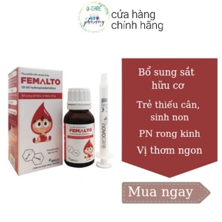 Siro Femalto Sắt hữu cơ cho bé không lo táo bón 15ml