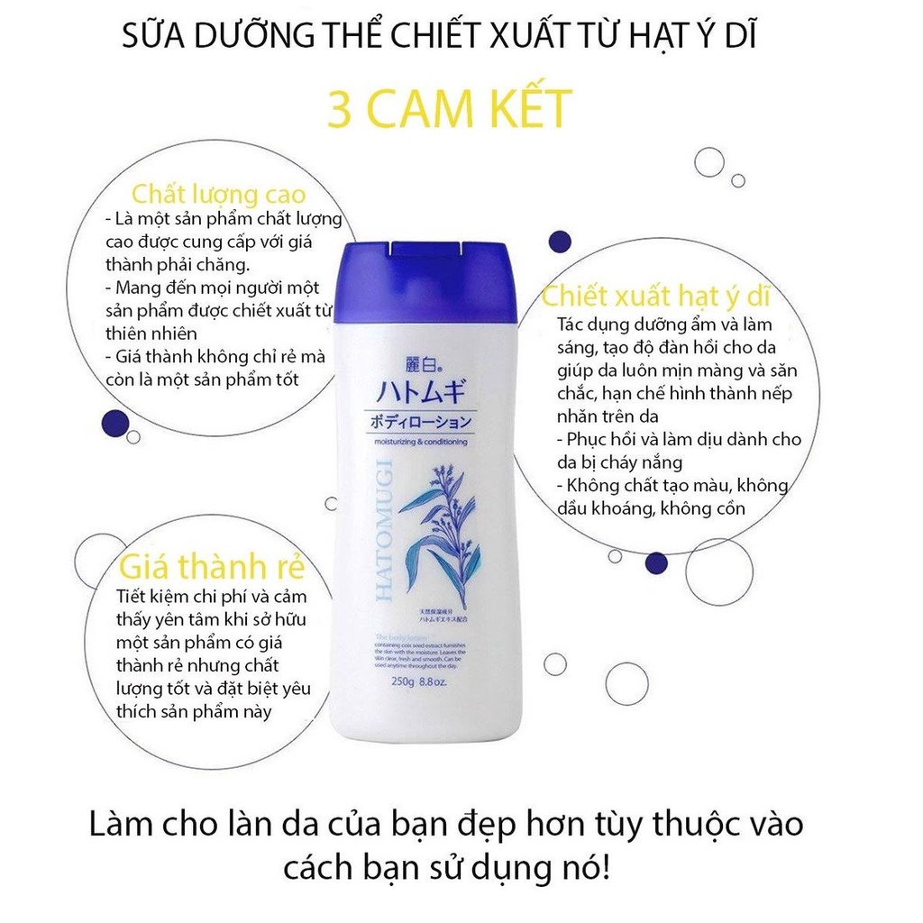 SỮA DƯỠNG THỂ DƯỠNG SÁNG DA BODY MILK 250G - HATOMUGI | BigBuy360 - bigbuy360.vn