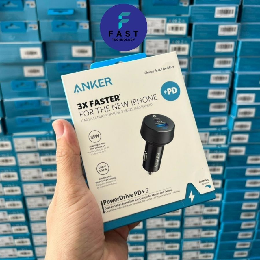 Tẩu sạc nhanh oto Anker PowerDriver PD+ 2 35w Type C 20w USB 15w IQ3 Bảo hành 12 tháng