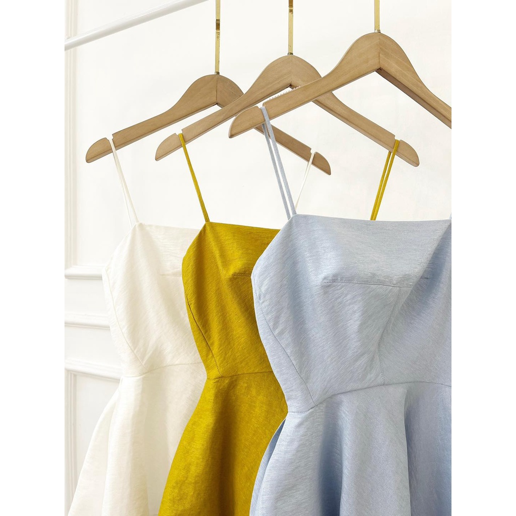 [HÀNG THIẾT KẾ CAO CẤP] Áo Hai Dây Xòe Peplum Tôn Dáng Màu Vàng Đi Tiệc / Đi Biển Nữ Tính