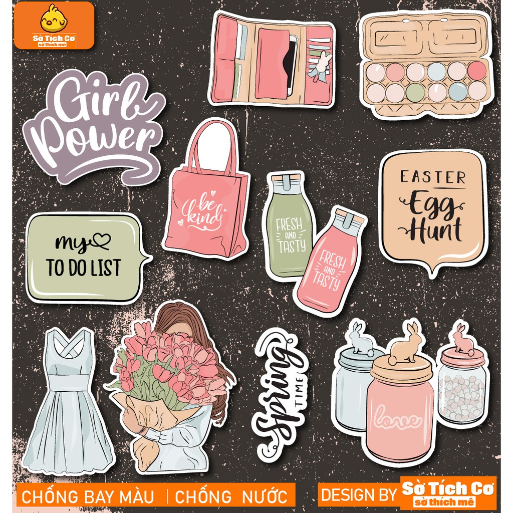 Pink dán điện thoại, laptop, mũ bảo hiểm, guitar, vali MSP: Girl04