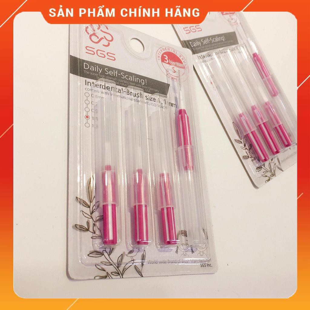 Bàn chải kẽ răng cao cấp SGS size 1.1mm nhập khẩu từ Hàn Quốc ( vỉ 4 cây )