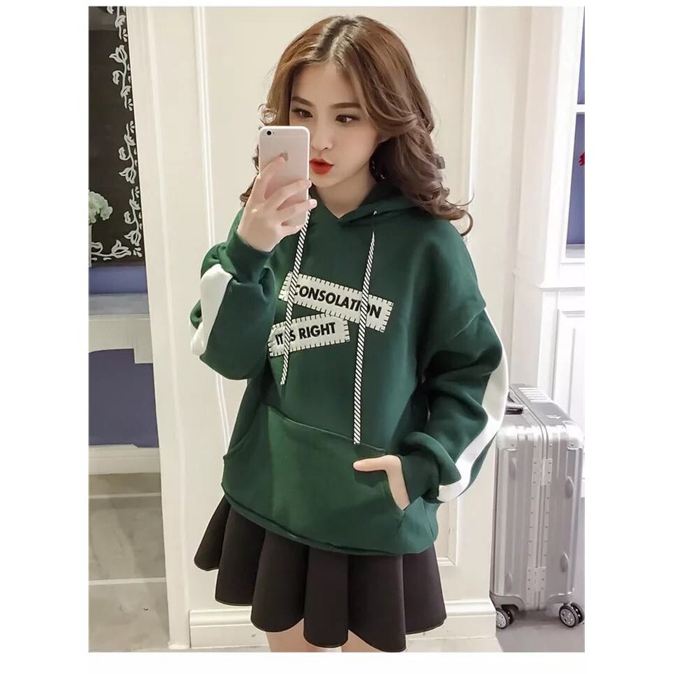 Áo Khoác Nữ Áo Hoodie Nỉ Ngoại Consolation Có Mũ Nữ Form Rộng 3 Size