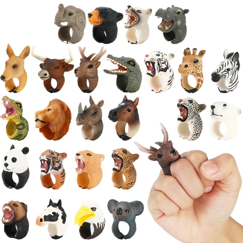 Nhẫn đồ chơi hình khủng long/cá heo giống thật học về động vật hoang dã cho bé trai và bé gái
