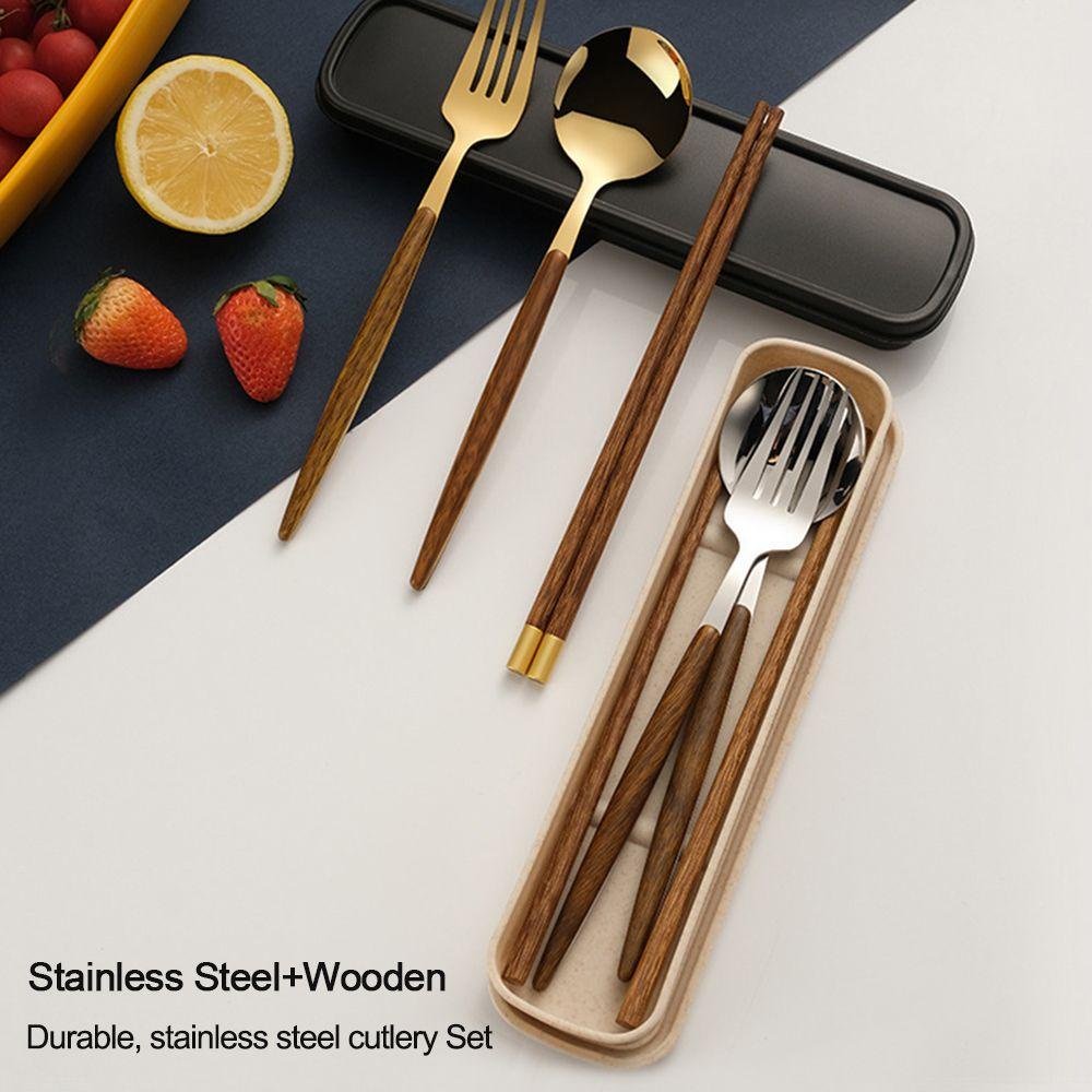 Bộ Muỗng Đũa Nĩa Ăn Tráng Miệng Bằng Gỗ Dùng Khi Đi Du Lịch