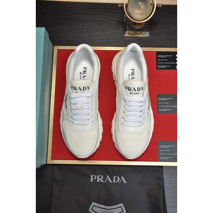 Giày sneaker nam da thật thời trang cao cấp Prada phong cách trẻ trung, năng động