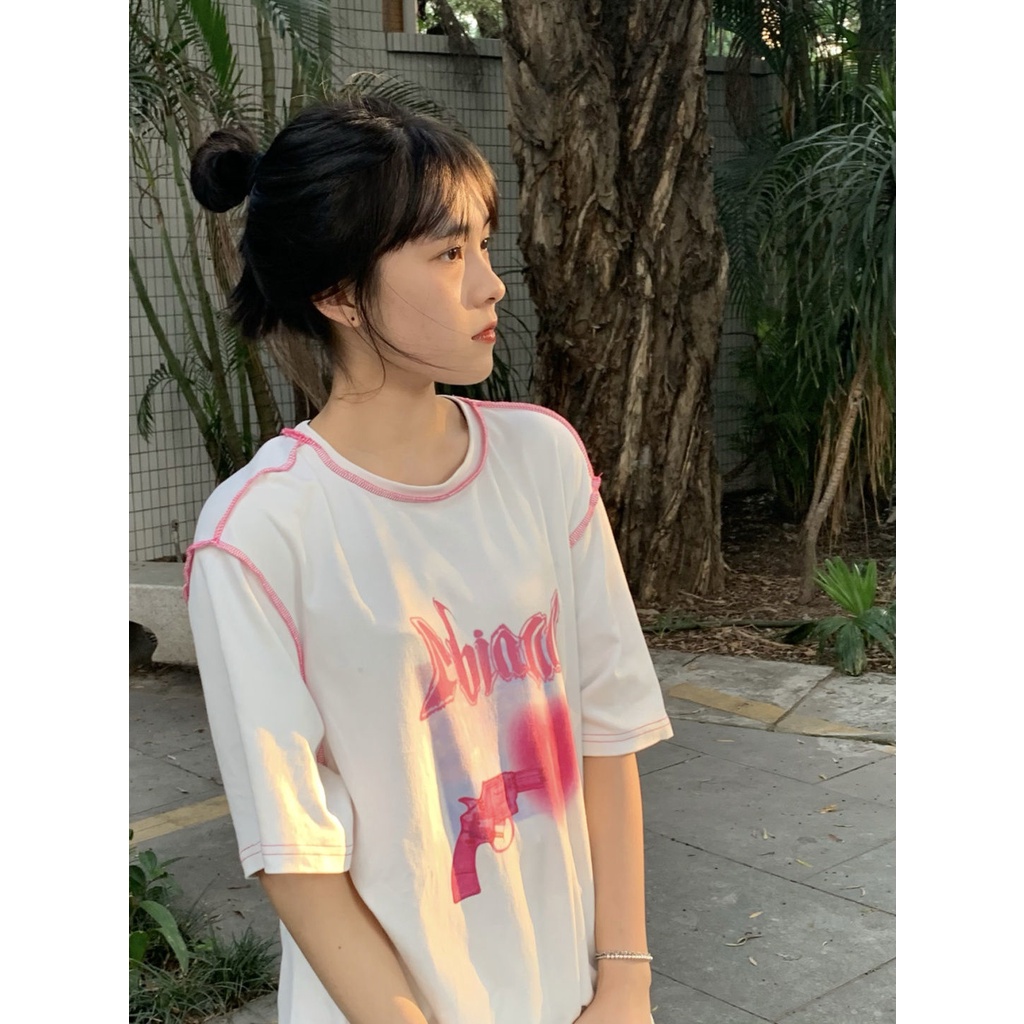 Áo Thun Nữ Ngắn Tay Dáng Rộng Phong Cách Hàn Quốc Mới