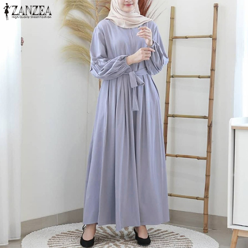 Đầm Maxi Tay Lửng Màu Trơn Phong Cách Hồi Giáo Cho Nữ