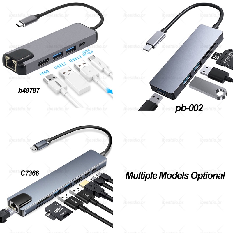 Bộ Chuyển Đổi Hub 5 / 8 Trong 1 Type C Sang 4K HDMI Có Đầu Đọc Thẻ SD / TF Cho MacBook Notebook Laptop