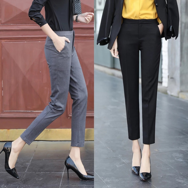 Quần Tây Dài Đến Mắt Cá Chân Dáng Ôm Chuyên Nghiệp Dễ Phối Đồ Size S-XXL Cho Nữ