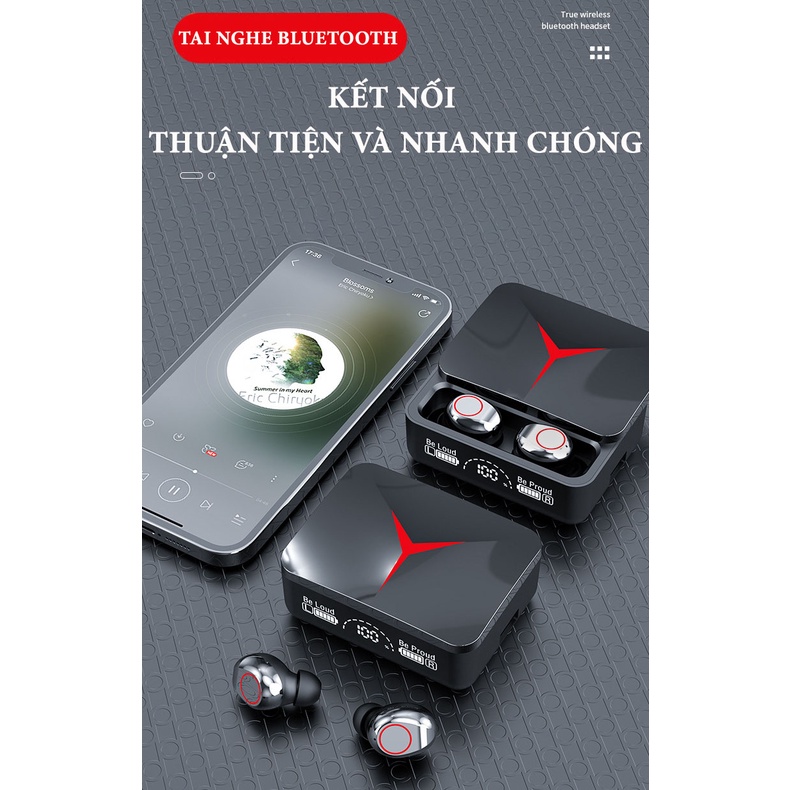 Tai Nghe Bluetooth M90 Pro Thiết Kế Mới Ngăn Sạc Trượt Chip Bluetooth 5.3 Âm Thanh Nổi Chuẩn HIFI Pavu Tech