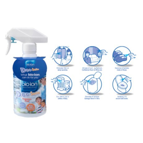 Chai Xịt Khử Mùi,Khử Trùng,Diệt Khuẩn Bioion Deo-Sanitizer Không Cồn 500ml