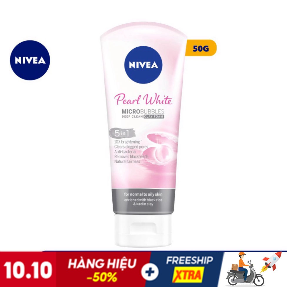 Sữa rửa mặt NIVEA Pearl White Đất Sét giúp trắng da ngọc trai (50g) - 82339