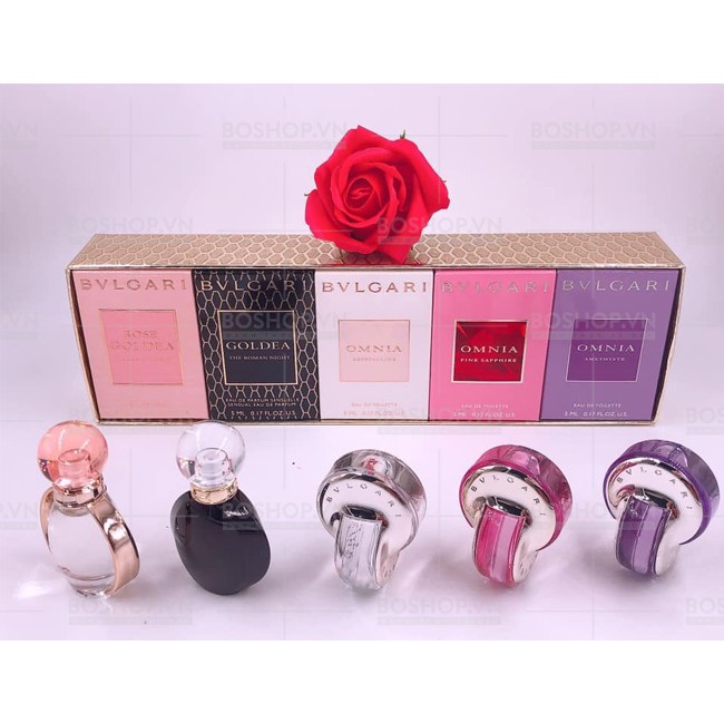 Set nước hoa mini nữ BVLGARI gồm 5 chai nước hoa nhỏ gọn, sang trọng 5ml - Céline Tran Shop