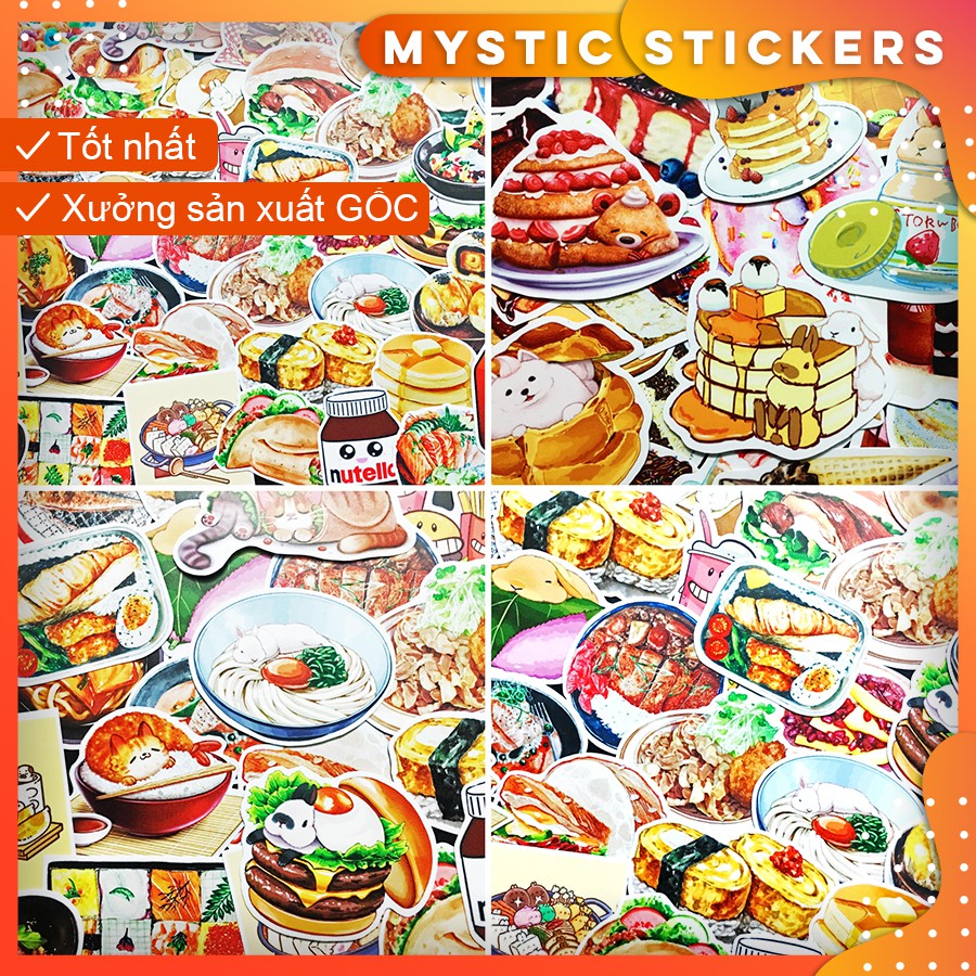 [SET MIX CHỦ ĐỀ FOODIE] 300  sticker mix chủ đề đồ ăn, đồ uống, tráng miệng, snack...