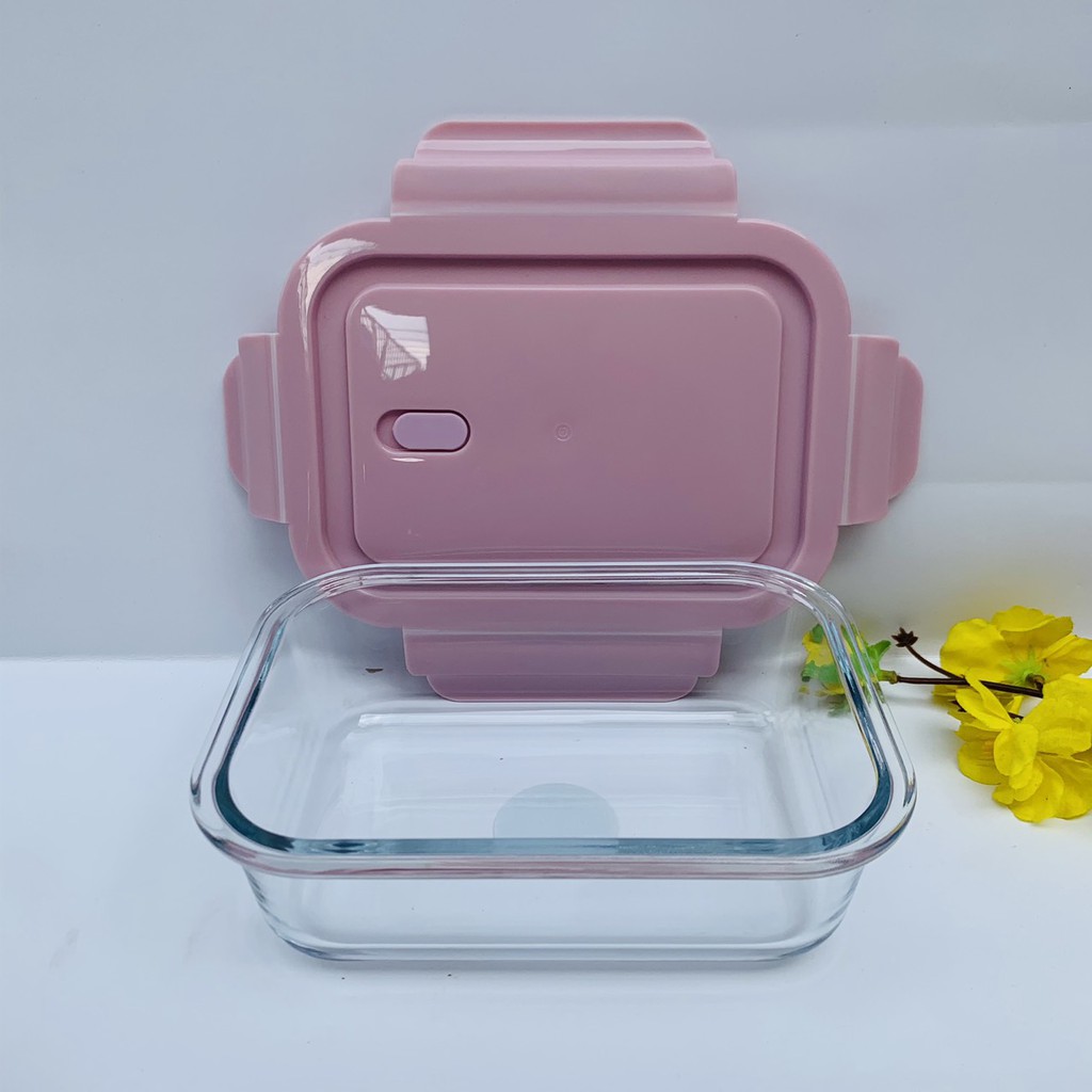 Hộp Thuỷ Tinh Chịu Nhiệt Chữ Nhật 640ml  - Nắp Gài Có Ron Chống Tràn - Hộp Mang Cơm - Hộp Đựng Thực Phẩm | BigBuy360 - bigbuy360.vn