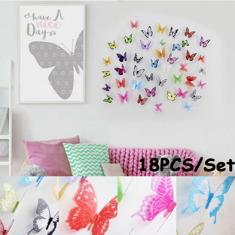 GOGOUP Set 18 Sticker Dán Tường Hình Bướm 3D Trang Trí Giáng Sinh