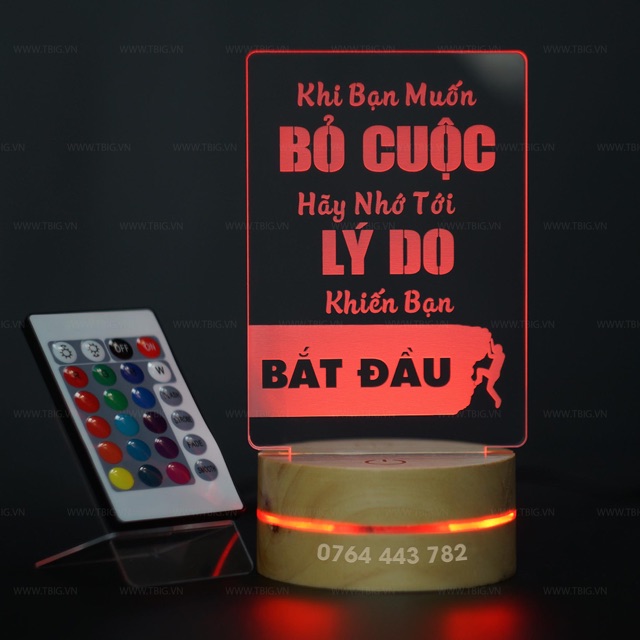 Đèn Slogan Tạo Động Lực decor 3D bàn làm việc TBIG