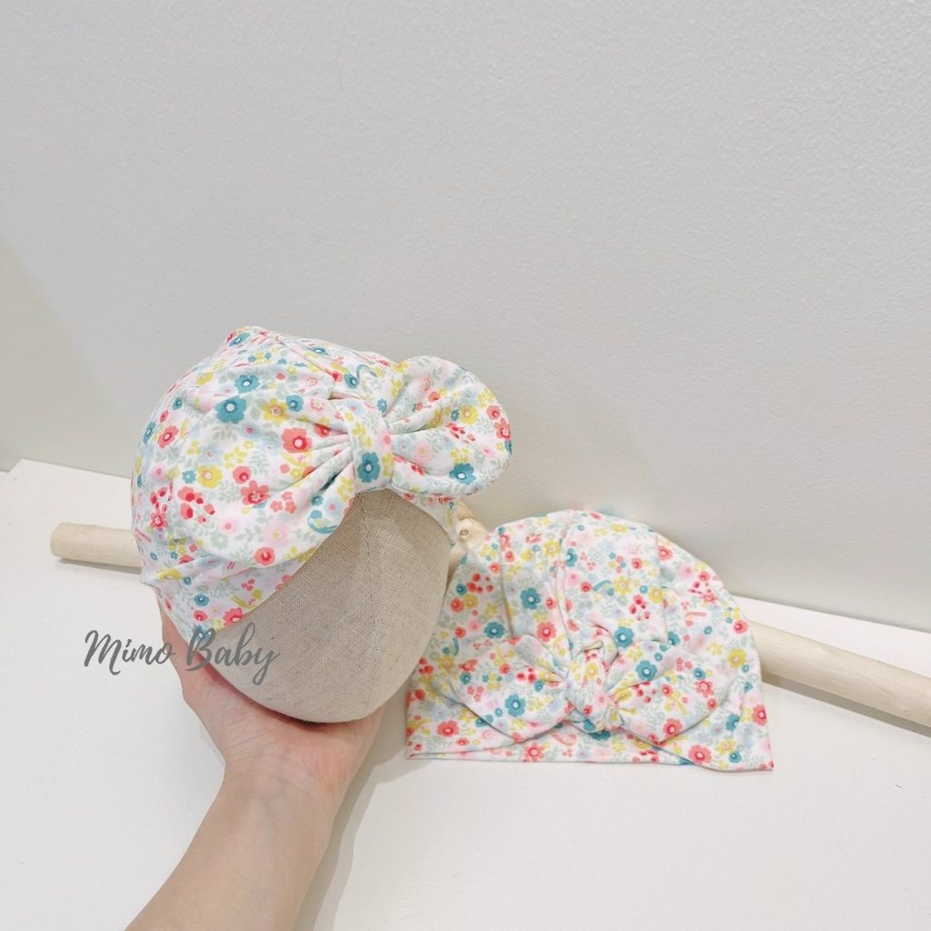 Mũ nón turban vải cotton họa tiết hoa nhí sắc màu dễ thương cho bé gái MTB169 Mimo Baby