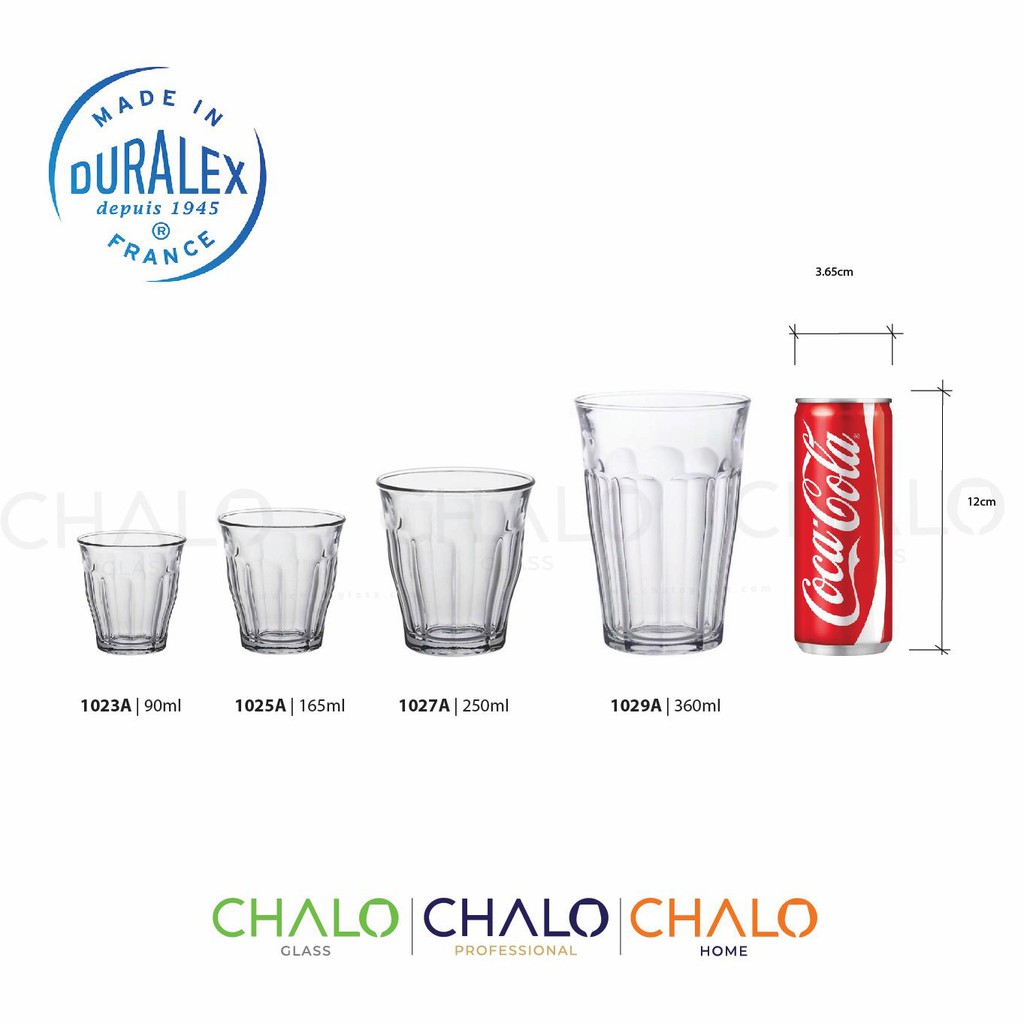 Ly thủy tinh cường lực Duralex Picardie 90 - 150 - 250 - 360ml