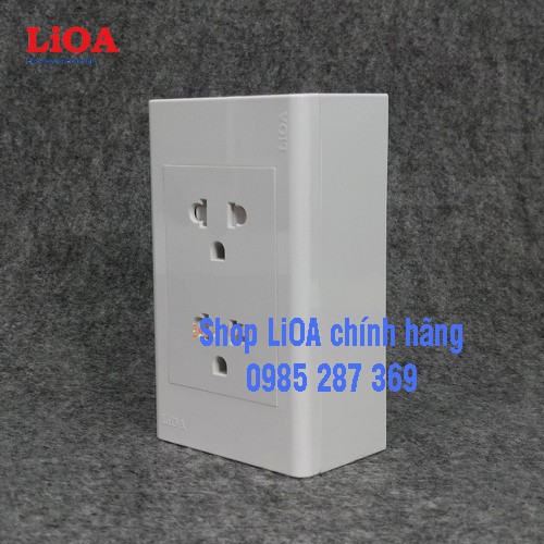 Combo ổ cắm điện đôi 3 chấu LiOA 16A 3520W - Lắp nổi