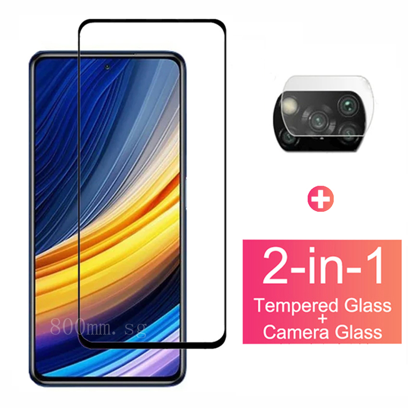 Xiaomi POCO X3 Pro Full Coverage Tempered Glass For Xiaomi POCO F3 X3 NFC BlackShark 4 3 2 Pro Redmi Note 10 Pro Max 9T Screen Protector + Camera Lens Glass Protector
