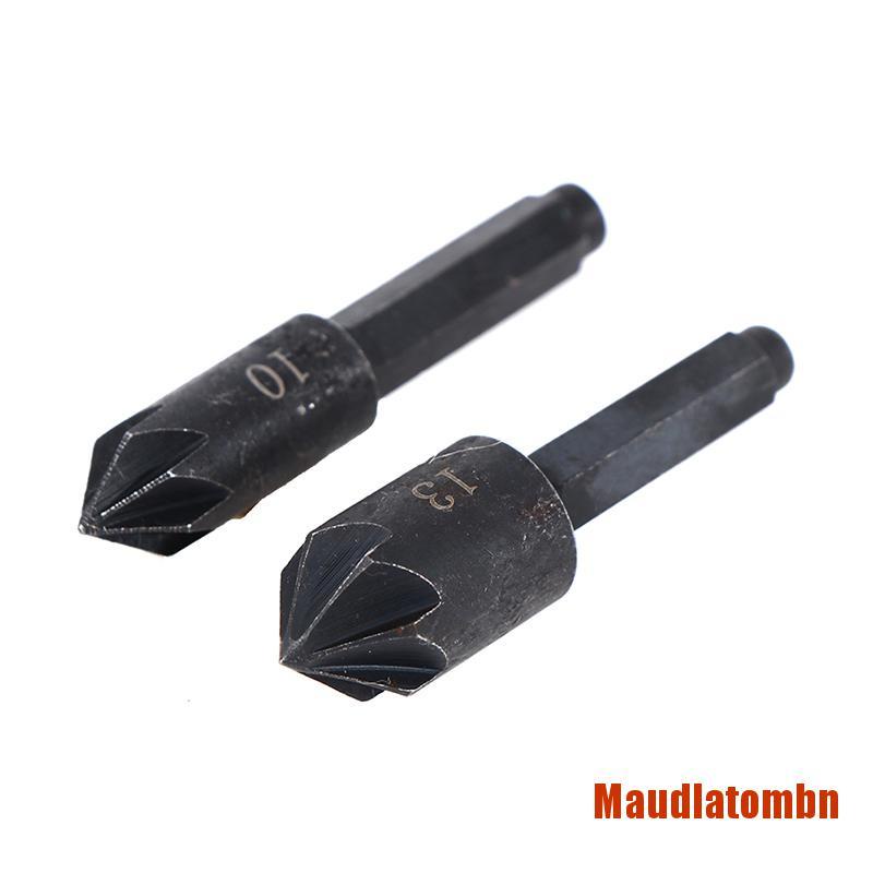 MAmbn 2PCS 7 Flute Sink Chamfer Cutter Countersink Drill Bit carbon steel 1/4 He