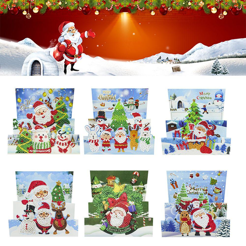 LEILY Thiệp Mời Dạng Tranh Đính Đá 5D Tự Làm Hình Ông Già Noel