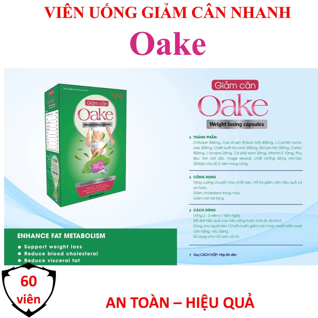 Giảm cân GOLDWINGS OAKE WIEGHT LOSING CAPPSULES giảm cân nhanh hiệu quả không gây mệt mỏi suy nhược cơ thể hộp 60 viên