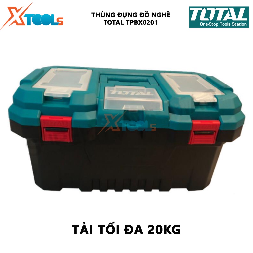 Thùng đựng đồ nghề TOTAL TPBX0201 | thùng đựng đồ nghề khóa nhựa tải trọng 20KG kích thước:508mm(20&quot;)*296mm(11.7&quot;)*261mm
