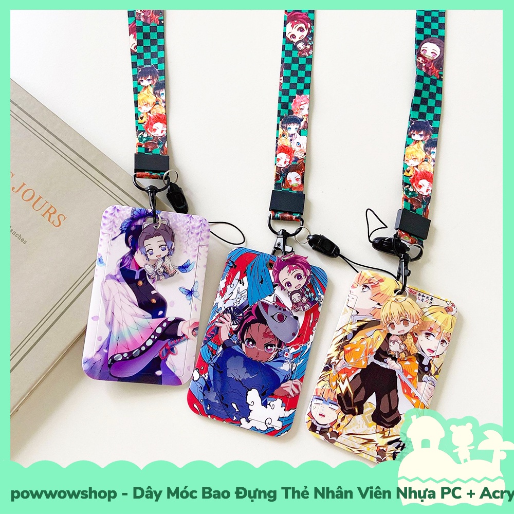 [Sẵn VN - Hỏa Tốc] Dây Móc Bao Đựng Thẻ Nhân Viên Nhựa PC + Acrylic Phong Cách Anime Manga Kimetsu No Yaiba