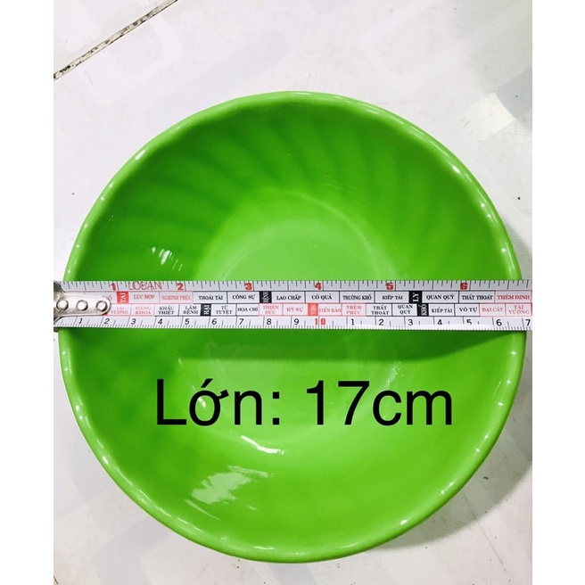 Set 10 Tô Nhựa Xanh Sâu Nhiều size (Rộng 15,17, 20cm, hình thật)