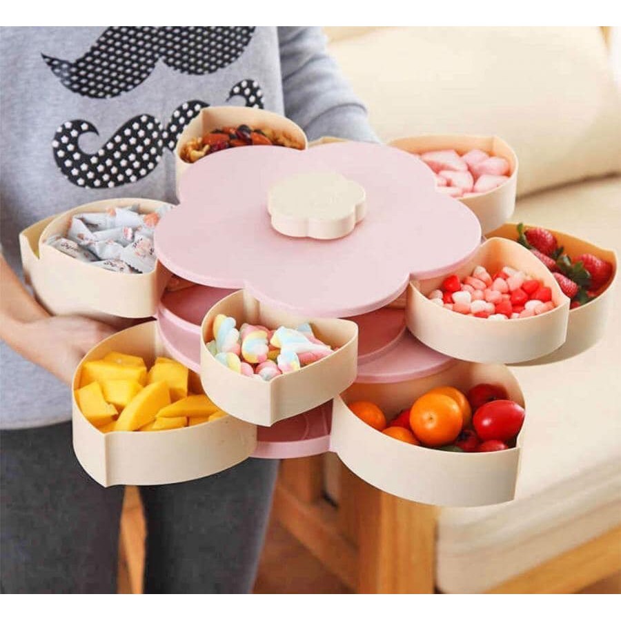 KHAY MỨT XOAY HÌNH CÁNH SEN  KÈM GIÁ ĐỠ ĐIỆN THOẠI CAO CẤP