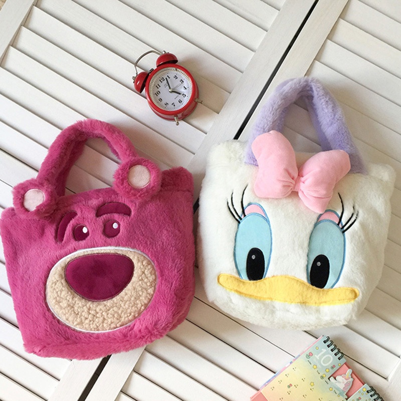 Túi Xách Tay Bằng Vải Bông Nhẹ Nhàng Thiết Kế Thú Hoạt Hình Dễ Thương Có Khóa Kéo Cho Nữ
