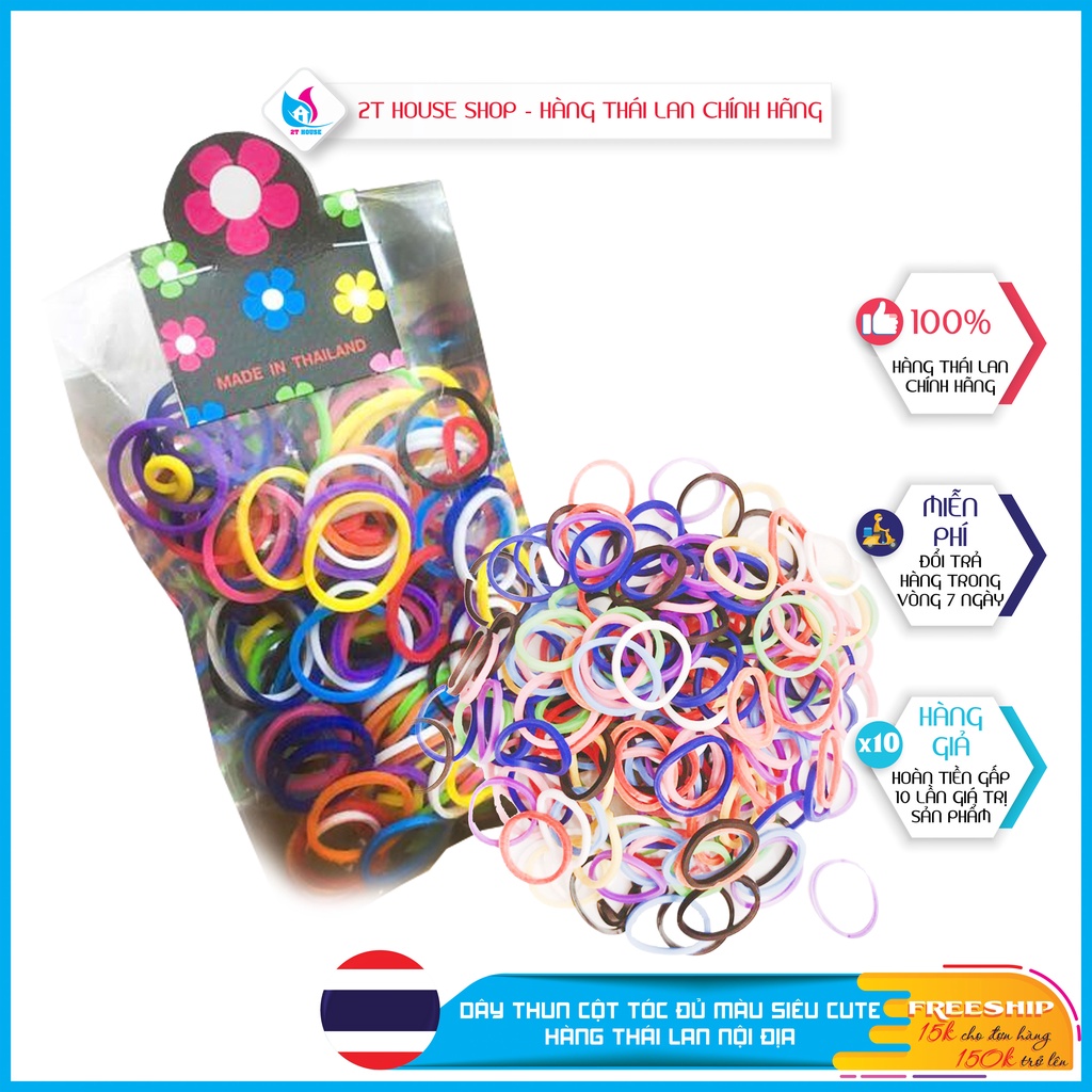 Thun Cột Tóc Đủ Màu Cute Siêu Đàn Hồi Thái Lan Nội Địa, Dây Thun Cột Tóc Bịch 30g, 2T House Hàng Thái Lan Chính Hãng